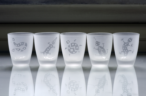 sandblasted glass tumblers